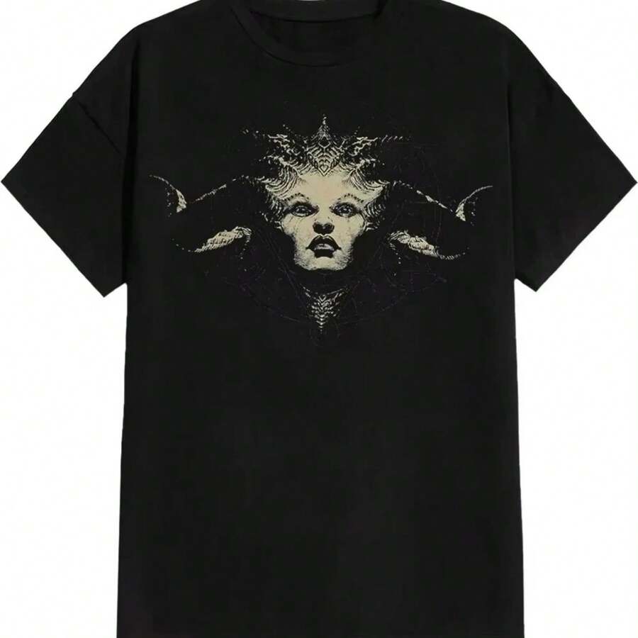 Queen Of The Damned Game Clothing Printing Summer Luxury Cotton Men's And Women's T-ShirTt - 黑色 - 查看 1