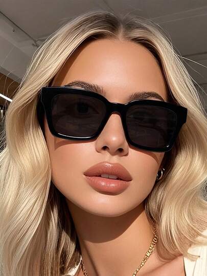 1pc Women Plastic Geometric Full Frame Street Style Popular Design Casual Vintage Outfits Fashion Eyeglasses For Business Casual Woman,Street Snap,Weekend Outfit,Beach Accessories