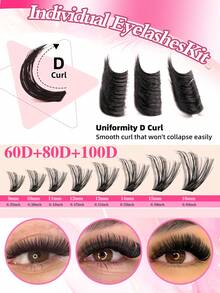 600Pcs Lash Extension Kit, Individual Lashes Clusters Kit D Curl Eyelash Extension Kit, 9-16mm Mixed Length Lashes, High-Quality Cluster Lashes With Bond And Seal, Tweezer & Brush, Lightweight, Waterproof, Beginner-Friendly, Ideal For Salon Use, Daily Wear, Glam & Travel Looks - Multicolor - View 6