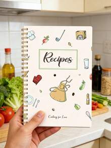 1pc Personalized Recipe Notebook - Handmade Spiral Notebook - Blank Recipe Book, For Organizing Your Home Recipes, Recipe Notebook Where You Can Write Down Your Own Recipes