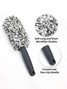 1pc Ultra Soft Microfiber Tire Brush, Long Handle Wheel Cleaner, Scratch-Free Bristles, Suitable For Full Car Wash, Comfortable Grip - Cleaning Brush - View 6