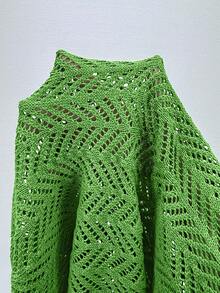 女士夏季镂空透气百搭纯色针织无袖背心，适合运动、健身、日常穿着、夏季度假、休闲场合，男女皆宜，柔软舒适，春夏款 - 綠色 - 查看 5