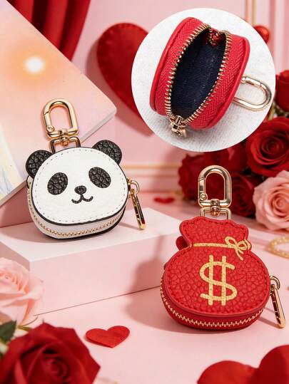 Anti-Lost Keychain Coin Wallet Small Hanging Pouch With Secure Zipper Mini Pendant Pouch For Girls Daily Accessories