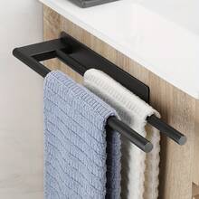 1pc Stainless Steel Towel Bar, Wall-Mounted Towel Rack, No Drilling Design, Black Or Silver Available, Easy Installation, Ideal For Kitchen, Rust-Proof, Hang Wet Towels, Perfect Christmas Gift, Ideal For Gifts And Giveaways, Kitchen Accessories - Multicolor - View 7