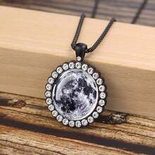 1 pieza Collar con colgante con diseño de luna, joyería de moda, collar de cadena como regalo para hombres para cumpleaños, Navidad u otras ocasiones - estilo - Ver 9
