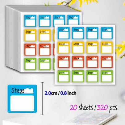 20张步数追踪贴纸套装/可书写贴纸（0.8英寸）/步行和跑步个人目标追踪、健康与自我护理、效率提升、子弹笔记