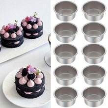 1pc/4PCS/6PCS, Mini Aluminum 4-Inch Round Cake Mold, Removable Bottom, Easy Release And Scratch-Resistant Surface – Ideal For Weddings, Holidays, And Home Baking Tools, Christmas And Valentine's Day Baking Molds. - Multicolor - View 2