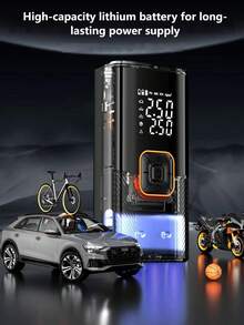 Pompa Kompresor Udara Mobil Nirkabel, Pompa Ban Elektrik Portabel Tekanan Tinggi untuk Mobil, Pompa Sepeda dengan Pengukur Tekanan, Lampu LED dan Aksesori Mobil, Cocok untuk Mobil, Sepeda Motor, Sepeda dan Bola Olahraga - MultiWarna - View 9
