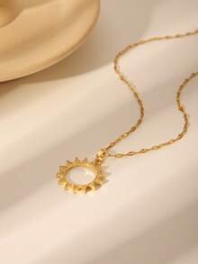 Gold-Tone Personalized Pendant Necklace - Sun/Eye/Bird Rhinestone Jewelry, Suitable For Women's Everyday/Casual Wear - Gold - View 6