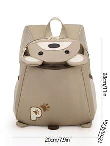 卡通图案儿童背包，适合作为送给儿子或女儿的返校礼物 - 卡其色 - 查看 11