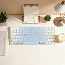 适用于 iMac 妙控无线键盘 MLA22LL/A（型号：A1644）的西班牙语和英语双语键盘保护膜，防尘硅胶材质，浅磨砂蓝色设计