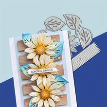 1pc Sunflower & Leaf Design Metal Cutting Die, Durable For Scrapbooking, Greeting Cards, Gift Cards, Scrapbooking Supplies - Silver - View 5