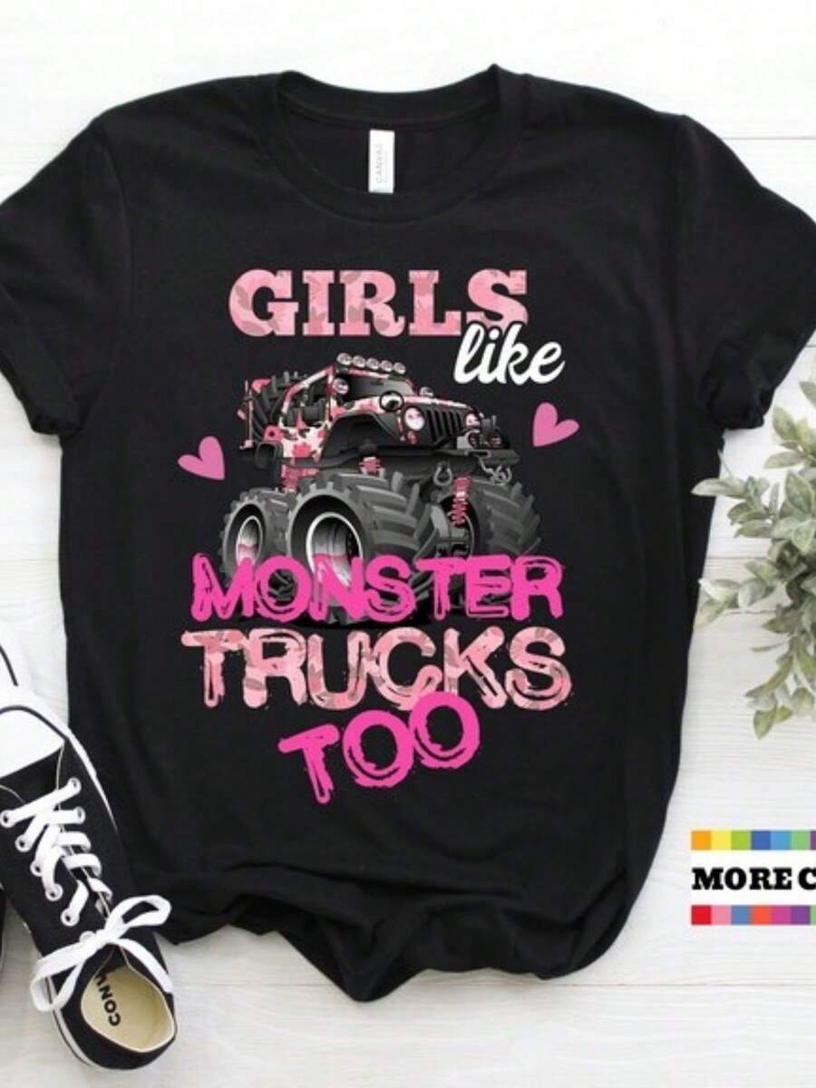 Monster Truck Car Lover T-Shirt, Monster Jam Trucks Crushing Cars Adrenaline Racing Engine Rev Gift Tshirt, Awesome Party Present Tee - màu đen - Xem 1