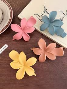 4件套女士纯色芙蓉花发夹，优雅简约设计，用途广泛，适合日常、休闲、派对、海滩、度假、发型设计、洗头、化妆等场合，时尚百搭，四季皆宜。 - 彩色 - 查看 12