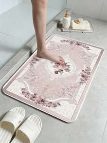 1pc Faux Bamboo Pattern Floor Mat, Skillfully Simulating Wood Grain Texture And Color, Rustic Yet Stylish, Creates A Warm And Natural Ambiance, Made Of High-Quality Material, Durable And Easy To Clean, Suitable For Living Room, Bedroom, Doormat, Small Rug, Welcome Mat, Carpet, Floor Mat, Outdoor Doormat, Kitchen Rug, Home Decor, Front Door Mat, Area Rug, Outdoor Mat, Home Decoration, Area Carpet, Garden Carpet, Washable Rug - Khaki - View 1