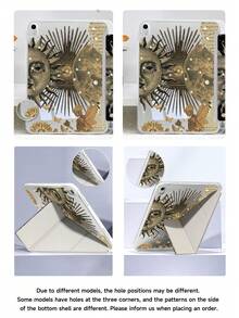 Retro Style, Sun, Skull, Cosmic Element Patterns Tablet Case Compatible With IPad Air 11-Inch M3 2025 / M2 2024, IPad Air 5th Generation 2022 , IPad (A16) 11 Inch 11th Generation 2025,Compatible With Samsung Galaxy Tab,Kindle Paperwhite 12th Gen 2024, Clear Back ,Fashion Pattern Protective Case,Autlueomatic Sleep And Wake-Up Function, Airbag Protection, Suitable For Gifts And Office Use