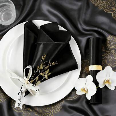 30 Piece Satin Napkins Cloth Overlock 30*30cm/11.8*11.8inch Soft Lightweight Elegant Suitable For Afternoon Tea Garden Wedding Receptions Engagement Parties Intimate Family Gatherings Sweet Birthday Celebrations Romantic Date Nights Outdoor Picnics