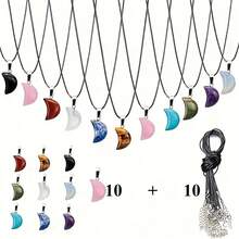 20pcs Vintage Moon Shaped Pendant With Adjustable Black Faux Leather Necklace Chain - Suitable For Jewelry DIY Bracelet And Earring Making, 10pcs Pendant + 10pcs Necklace Chain - Multicolor - View 17