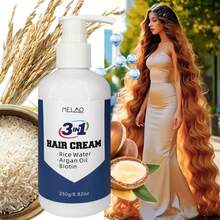 Kem dưỡng tóc 3 trong 1, Mặt nạ tóc dầu Argan Ma-rốc MELAO, bổ sung Biotin, dành cho tóc khô, hư tổn, dưỡng ẩm sâu và nuôi dưỡng, giúp tóc mềm mại, bóng mượt và dễ vào nếp, 250g/8.82oz - Xanh và trắng - Xem 4