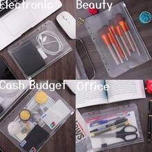 一套12个A6、A5或A7尺寸的袋子，或者两套A6透明六孔拉链袋 - 無色 - 查看 9