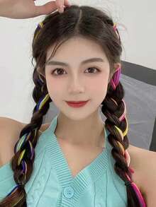 30pcs/Set Colorful Shiny Ribbon Hair Ties For Girls, Punk Style Braided Hair Accessories - Multicolor - View 5