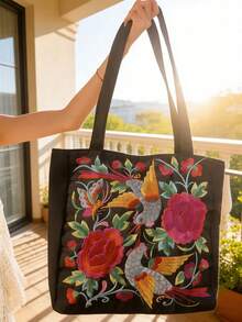 Túi vải thêu | Túi đeo vai nhẹ, có thể tái sử dụng | Túi mua sắm gấp gọn, dung tích lớn, dùng để đi chợ, du lịch và đựng đồ hàng ngày | Túi xách đa năng bền chắc dành cho nữ, thiếu nữ, nhân viên văn phòng và học sinh | Lý tưởng cho việc đi siêu thị, những chuyến đi cuối tuần, du lịch biển, trường học và các kỳ nghỉ, quà tặng nhỏ nhân dịp tựu trường - Nhiều màu - Xem 1