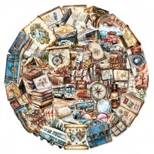 50张复古旅行涂鸦贴纸，可用于剪贴簿、日记、手机、吉他、滑板、电脑、水瓶、桌面装饰 - 彩色 - 查看 5