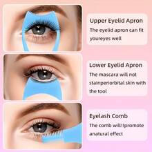 1 set de 3-en-1 outils de maquillage pour ombre à paupières, produits de maquillage magiques et utiles comprenant un peigne à mascara et un gabarit de crayon eyeliner, une carte guide d'application, accessoires de maquillage réutilisables pour des cils et un eyeliner parfaits, cadeaux, voyage, articles bon marché, essentiels de voyage - Bleu azur - Voir 5