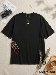 Women's Loose Fit Round Neck Short Sleeve T-Shirt, Suitable For Spring, Summer, Autumn And Winter Wear, Autumn Fashion, Autumn Clothing, Autumn Collection - Black - View 6