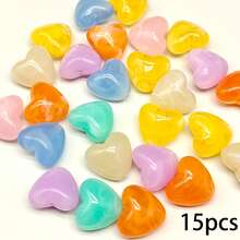 DIY亚克力珠，包括扁珠/管珠/心形珠/方珠，可用于服装装饰、珠宝制作、工艺品、房间装饰、艺术创作、项链、手链、耳环、手机和包包挂饰等。 - 混色 - 查看 10