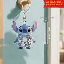 2D 图形设计，史迪奇字母钥匙扣，26 个“A-Z”花卉卡通图案，亚克力吊坠带链，适用于包包钥匙和车钥匙，旅行配件礼品，可爱花卉钥匙扣设计，光滑表面，钥匙扣，装饰钥匙扣，卡通钥匙扣，圣诞礼物，粉丝礼物，2D 图形礼品（如果产品不透明，请撕掉印刷背面的保护膜）。 - 彩色 - 查看 23