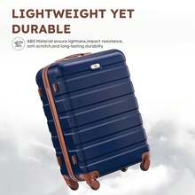 4 Piece Luggage Set 16/20/24/28 Inch Hardside Lightweight Suitcase With Spinner Wheels (Purple) - 海軍藍/棕褐色 - 查看 3