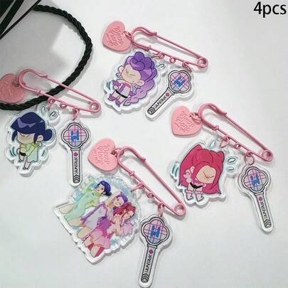 K-POP "Witch Hunter" Anime Girl Acrylic Brooch Set. Includes Cute Character/Magic Wand Pendant. Magical Girl Merchandise. Suitable For Decorating Canvas Bags And Backpacks. Ideal As Gifts For Valentine's Day, St. Patrick's Day, Easter, Thanksgiving, Christmas, Birthdays, Parties And Gatherings.