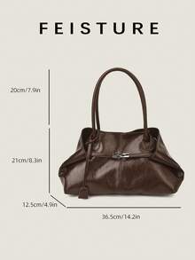 Túi xách cỡ lớn FEISTURE PU màu trơn, có quai đeo, thời trang dành cho nữ, khóa nam châm, phù hợp cho nữ sinh, phụ nữ, sinh viên đại học, người trẻ làm việc chuyên nghiệp, tuyệt vời cho công việc, kinh doanh, đi làm, đi học. - Cà phê - Xem 6