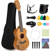 Monanito kit de ukelele soprano acústico de 23 pulgadas - Naranja Quemada - Ver 1