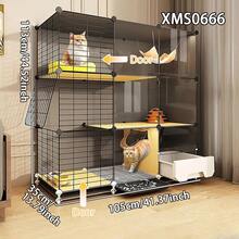 2-In-1 Cat Litter Box & Cage, Indoor Cat House, Small Apartment Cat Villa With Litter Box, Cat Cage - Multicolor - View 12
