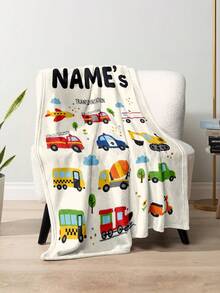 1pc Customized Flannel Personalized Blanket, Suitable For Bed, Living Room, Sofa, Outdoor, Beach, Camping, Pets And More, Customizable With Family/Pet/Couple Name Print, Ideal Gift For Christmas, Mother's/Father's Day, Home, Birthday, Friends, Women, Parents And More - Style 1 - View 3
