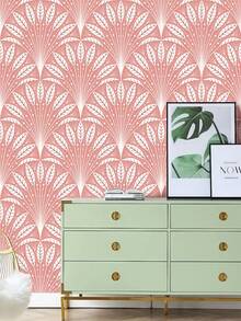 1卷羽毛形叶子壁纸，自粘可移除壁纸，乙烯基墙贴，适用于房间装饰、卧室、浴室、DIY瓷砖翻新，防水PVC贴纸，生日/毕业礼物（宽度：17.5英寸） - 彩色 - 查看 9