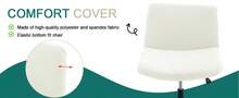 Leather Like Criss Cross Chair Cover, Stretch Mid Back Wide Armless Accent Chair Slipcover, Exquisite Vanity Chair Cover For Dorm Home Desk Office Chair Variant 1 - 仿皮白色 - 查看 7