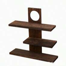 一体式实木多层首饰架，可作水杯架、收纳架、秋季装饰壁挂架、收纳托盘、首饰托盘、首饰展示架、装饰展示架、中号梅洛风格收纳托盘架、复古架 - 棕色 - 查看 2