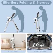 Adjustable And Foldable High Chair, Height-Adjustable Chair With Reclining Function, High Chair With PU Leather Cushion - Grey - View 4