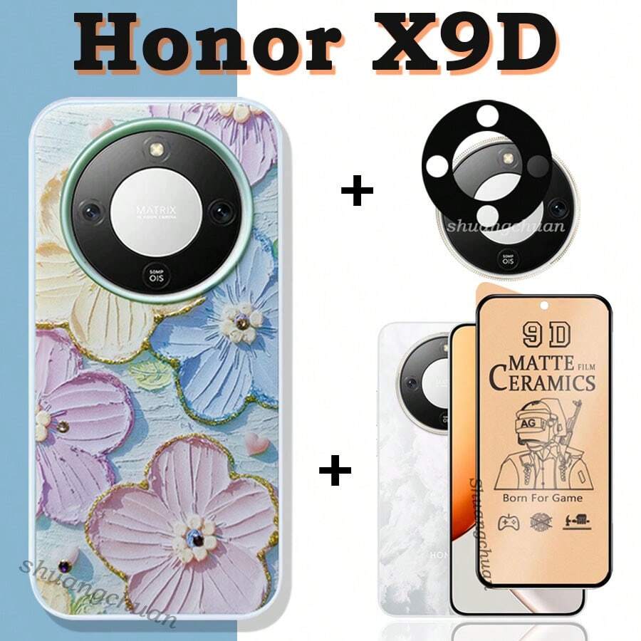 Protector de pantalla de vidrio templado con bordes negros para Honor X9D, Honor X5C, ZTE Nubia Neo 3GT, Nubia Neo 3, ZTE V70, ZTE V70 Max, Redmi A5 + Funda de teléfono transparente de borde