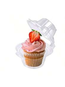 10pcs/50pcs/100pcsIndependent Cupcake Container, 50 Plastic Transparent Cupcake Boxes, Disposable Single Cupcake Rack With Round Top Cover, Stackable Wedding Pancake Rack - Multicolor - View 3