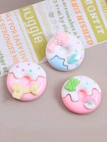 10/30个随机混合迷你彩色亮面马卡龙和甜甜圈手工DIY首饰配件，奶油色树脂工艺材料 - 卡通款 - 查看 4