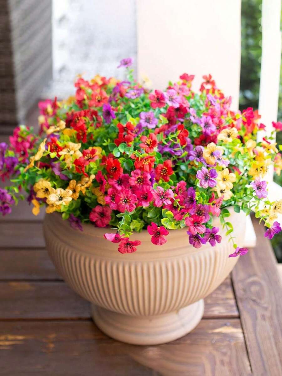 4/8 قطعة من الزهور الحريرية الاصطناعية الملونة، الأقحوان، الكينا، زهرة الصباح، مقاومة للأشعة فوق البنفسجية، مناسبة للديكور الخارجي، الحديقة، الشرفة، الممر، الشرفة، الزفاف، الباقات، الصيف، ديكور المنزل، غرفة المعيشة، غرفة النوم، طاولة، الحائط، حشو الفازات، هدايا عيد الميلاد والتخرج - متعدد الألوان - مشاهدة 1