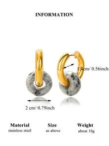 1 đôi/2 chiếc khuyên tai hình cầu in họa tiết da báo, khuyên tai vòng bằng thép không gỉ màu kẹo ngọt, trang sức dây dày không phai màu dành cho nữ, thích hợp cho các dịp lễ/đám cưới, quà tặng đeo hàng ngày. - Vàng - Xem 23