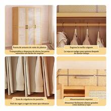 Armario Ratán 3 Puertas con Perchero y Pantalonero 90cm | Apartamentos Pequeños | Armario Multifuncional | Ahorra Espacio - Marrón - Ver 9