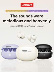 Écouteurs Bluetooth à clip Lenovo RS108, audio directionnel à ouverture, Bluetooth 6.0, son surround, faible latence pour le jeu et les sports, écouteurs sans fil à réduction de bruit compatibles avec les smartphones et les ordinateurs, excellent cadeau - Prune - Voir 2