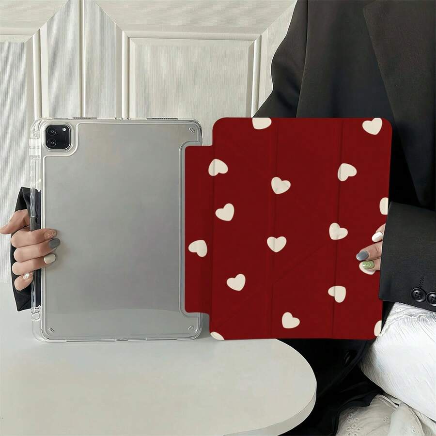 Red Heart Protective Shell, For 9th/10th Geration,A16,Air 11/13 Inch,Pro 11/13 Inch,Air 4th/5th/6th Geartion, Pro 12.9 Case.Full Scre Ultra-Thin Y Fold/Premium Protection Soft Back Cover New Year And Christmas.Holiday Phone Accessories. - 混合色 - 查看 1
