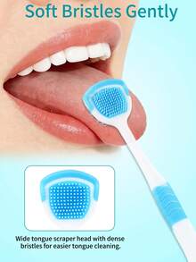 1/3/6pcs Soft Silicone Tongue Cleaner, Double-Sided Design, Gentle Cleaning For Sensitive Tongue, Removes Bad Breath, Unisex Home & Travel Fresh Breath Tool, Easy To Clean - White - View 4